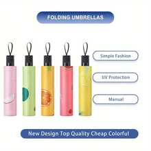 Cute Avocado Pattern Folding Umbrella - UV Protection Rainproof Manual Umbrella, 8 Ribs Fresh Fruit Design Umbrella - Iron Frame, Manual Open And Close, Foldable, Textile Umbrella Canopy, Plastic Handle,Spring Summer Picks,Brides Maid Gifts,Room,Bedroom Decor,Beach,Travel,For Men,For Women,Vacation,Women's Day,Travel Essentials,Wedding Favours,Y2k,Bedroom,Car Accessories Women,Kitchen Decor - Multicolor - View 8