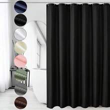 Solid Polyester Shower Curtain With Hooks 180cm X 180cm, Waterproof Bathroom Curtain Set With Auxiliary Hooks, Washable Polyester Fabric Bathroom Curtain (71x71 In) - Teal - 查看 6