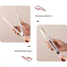 一套硅胶木柄厨房用具，包括不粘硅胶铲、汤勺、防滑食物夹、耐热不锈钢牛排夹、烧烤夹和隔热煎铲。 - 彩色 - 查看 8