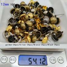 50/100个金属半球形圆形双脚铆钉，用于DIY手工制作皮革工艺包袋手提包底部保护