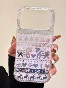 可爱雪花、圣诞树、小鹿、粉色闪光手机壳,兼容 17 Pro Max、17 Pro、17 Air、16 Pro Max、15、13 Pro、14、15、16 Plus、14、12、11;精致蝴蝶结、心形冬季吊坠手机壳,情人节礼物 - 粉底小馬 - 查看 8