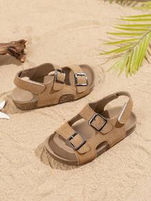 Nuevas sandalias de playa para niños con estilo minimalista tipo , de suela suave y antideslizante - Caqui - Ver 2