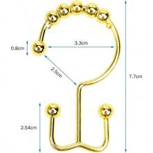 Ganchos para cortina de ducha, 12 ganchos de ducha para cortina de ducha, ganchos duraderos de acero inoxidable para cortina de ducha de bao, anillos de ducha para barra de cortina de ducha dorado - Dorado - Ver 10