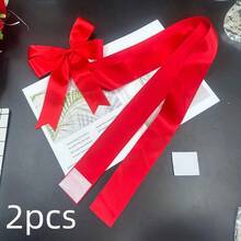 8/4/2pcs 2m Long New Year/Valentine's Day Bow Decor, Red Satin Ribbon, Suitable For New Year, Valentine's Day, Wedding Room Decoration, Holiday DIY Bow, Great For Bedroom, Window, Outdoor And Party Atmosphere Decoration - Multicolor - View 9