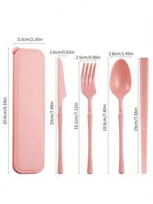 3-In-1 Cutlery Set, Camping Utensils Set With Storage Box, Reusable Spoon, Knife And Fork, Portable Travel Flatware, Plastic Case, Suitable For Travel, Picnic, Camping Or Daily Use, Great For Students, Travel And Kitchen, Essential For Back To School - Multicolor - View 6
