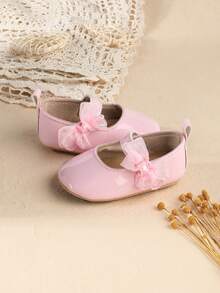 3-12个月婴儿软底蝴蝶结公主鞋，防滑，时尚百搭，春秋季 - 粉色 - 查看 5