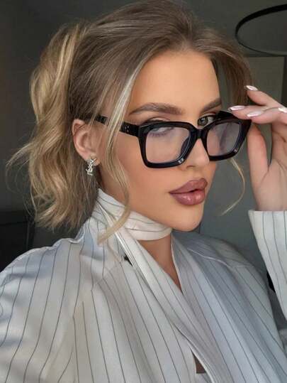 1 PC Vintage Square Unisex Non-Prescription Glasses, Versatile & Minimalist Design Suitable For Office, Study, Reading, Party, Vacation, Photography And Other Occasions, Hd Eyewear Accessory