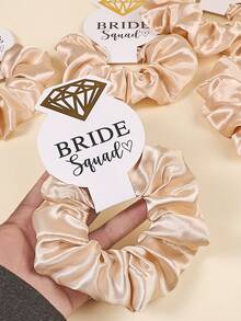 7 piezas de Scrunchies elásticos de satén sin daños con rhinestones, regalo de fiesta, regalo de boda, regalo de dama de honor, accesorios para el cabello de mujer, sujetador de coleta - Multicolor - Ver 3