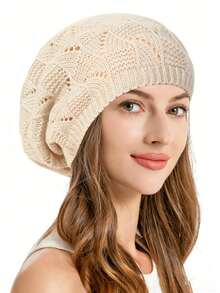 1 chiếc mũ nồi đan thường ngày cho nữ, màu trơn, thời trang và đa năng cho mùa thu đông - Nhiều màu - Xem 23