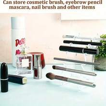 6-Slot Plastic Pen Holder Display Stand, Eyebrow Pencil Display Rack, Makeup Brush Holder, Clear Pen Organizer, Suitable For Home, School, Store, Dorm And Office Supplies Organization, Craft Display, Office & School Supplies, Desk Accessories, Durable Acrylic, Non-Slip, For Stationery Storage, Office Desk Organizer, Study Room, Desk Decor, Makeup Storage, Vanity, Back To School Gift, Gift For Her, Gift For Him - Multicolor - View 6