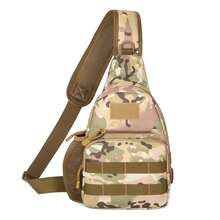 Small Outdoor Tactical Camouflage Kettle Chest Bag Molle Pouch Hiking Backpack Nylon Hunting Fishing Camo Hiking Shoulder Bag - màu đen - Xem 8