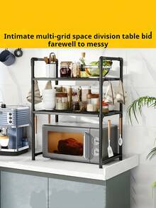 重型可调节可伸缩微波炉架 - 两种型号可选,坚固的金属桌面架,双层设计,节省空间的微波炉及小家电收纳架 - 易于组装的厨房整理架 - 彩色 - 查看 6