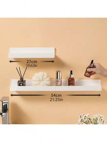 Bộ 1/2/3/4/6 kệ treo tường acrylic màu trắng, kệ sách treo tường không cần khoan cho phòng trẻ em, giá đựng đồ treo tường, kệ treo tường phòng tắm. - trắng - Xem 8