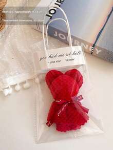 Uroczy zestaw ręczników z misiem w przezroczystej torebce - idealny na prezent ślubny, urodzinowy, na Dzień Matki i na przyjęcie świąteczne. - Wielokolorowe - Zobacz 15