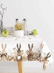 1件复活节兔子主题一次性塑料桌布，图案包含兔子、彩蛋和胡萝卜，适合复活节派对装饰、厨房/餐桌装饰、室内/室外装饰、节日派对用品，也可用作复活节拍照背景、派对装饰、家居装饰和春季装饰。 - 復活節兔子 - 查看 1