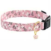 可爱花朵狗项圈，带小花吊坠，适合雌性、雄性、猫咪、幼犬、小型、中型、大型犬 - 粉色 - 查看 9