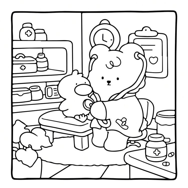 48 sidor 240gsm plyschdocka söt och mysig målarbok: Bedårande djurbrandmän (brandbil, brandpost och nattstadsbakgrund) - Perfekt för vuxenavkoppling och kreativ konst, lämplig för brevpapper, skolmaterial, utmärkt present till flickor, alla hjärtans dag, nyår - Fuzzy Workies - Visa 3