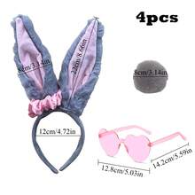 Zootopia2 Judy Hopps Vacation Pink Costume Set With Movable Ears & Tail, Sunglasses & Hairband - Official Bunny Officer Cosplay Headband, Plush Rabbit Ear Hairband, Anime Conventions & Theme Parties,Valentine's Day Costume