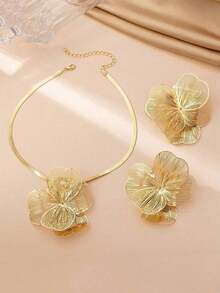 1 Pair Vintage Elegant Metallic Gold Textured Floral Pendant Earrings, Suitable For Women's Daily, Party, Holiday, Gift - Vàng - Xem 4