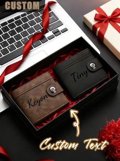 Personalized Men's Wallet, New Ultra-Thin Wallet, Multi-Functional Fashion Snap Wallet With Coin Pouch, Multiple Card Slots, Retro Faux Leather Material, Ideal For Students, Perfect Valentine's Day Gift