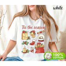 Camiseta de Navidad, Camiseta de Árboles de Navidad, Camiseta de la Temporada, Camisetas de Vacaciones para Mujeres, Camisetas de Santa Claus de Navidad, Regalo de Navidad - Blanco - Ver 6