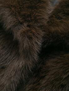 Seelio Autumn/Winter New Thick Faux Fur Collar Faux Fur Lined Mid-Length Fashionable Fur Effect Short Coat - Brown Green - View 7