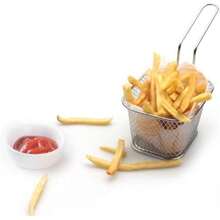 1pc Mini Fry Basket, Stainless Steel French Fry Frying Basket, Food Display Strainer, Suitable For Cafe, Restaurant, Home Use, Silver, Kitchen Cooking Tool