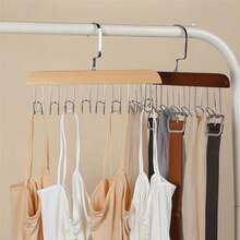 2pcs Multi-Function Wooden Clothes Hanger, 8-Hook Rack For Hanging Clothes, Underwear, Vests, Wooden Storage Rack, Tie Hook, Suitable For Clothing Store