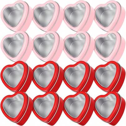 4pcs Heart Shaped Tin Cans With Lids - Metal Heart Candle Holders, Suitable For Making Candles, Candies, Jewelry Gifts - Valentine's Day Decor, Party Favors - Red And Pink Metal Containers (Candles Not Included) - Ideal For Couples, Weddings, Anniversaries, Romantic Decor, Premium Packaging, Wedding Planning