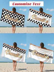 Lightweight Personalized Racing Pattern Text Customized Beach Towel - Ultra Soft Polyester Fiber, Fast Drying&Super Absorbent, Suitable For Beaches, Pools, Camping And Travel - Perfect Gift For Family And Friends, Beach Towel