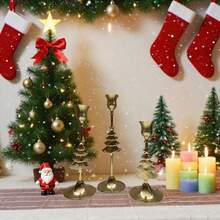 3pcs Gold Snowflake Christmas Tree Candle Holders, Elegant Metal Candle Stand For Christmas Home Decor, Party, Dining, Gift, Holiday Decoration - Multicolor - View 3