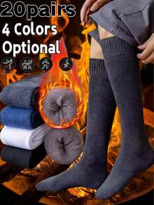 20 Pairs Men's Thick Wool Crew Socks, Winter Socks, Thermal Socks, Ski Socks, Cycling Socks, Outdoor Sports Socks, Suitable For Christmas/Thanksgiving/New Year Gifts, Comfortable Daily Life And Sports Socks [1/3/4/5/8/10/20 Pairs]