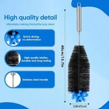 Stainless Steel Long Handle Bottle Brush - 12.2x2.76 Inches Bottle Brushes Cleaning Stainless Steel Scrubber Reusable Washing Kitchen Accessories Cups Glass Glasswares - atributo único - Ver 2