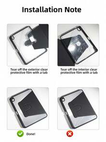 360°旋转亚克力三折黑色可折叠平板保护套，适用于iPad Mini 6/Mini 7/Air/Air 2/9.7/10.2/10.5/Air 4/Air 5/10.9/Pro 11英寸/Air 11(M2) 2024/第十代/12.9/Air 13(M3 2025)/Air 11英寸(M3) 2025/(A16) 11英寸第十一代2025，亚克力后壳防刮防弯折，内置笔槽，360°旋转支架，自动休眠/唤醒，简约/经典/商务平板电脑三折保护套 - 黑色 - 查看 10