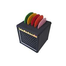 Boîte de rangement vintage noire et dorée pour 6 médiators de guitare - Étui de rangement moderne pour médiators, design réaliste d'enceinte, décoration de bureau, accessoire d'instrument de musique, compartiments durables, cadeau musical - Multicolore - Voir 3