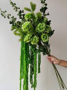 MEHELANY 6/3/1pcs Artificial Wisteria Flower Pendant, Lover's Tear Pendant Plant, Silk Artificial Amaranth Wedding Pendant, Burgundy Wedding Floral, Cascading Wedding Bouquet, Suitable For Wedding Backdrop Decor, Hotel Decor, DIY Flower Arrangement, Vase Filler, Wall Decor, Mother's Day, Birthday, Party, Gift (Fabric Material Artificial Flowers) - Green - View 6