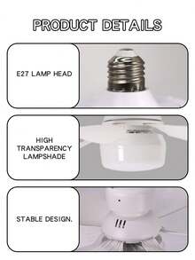 1个16.5英寸方形室内LED吊扇，带遥控器，3档风速可调，可调光，静音电机，定时功能，E26/E27灯座，适用于卧室、厨房、阳台、车库 - 硬线连接，85V-265V