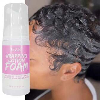  GZE 卷发定型泡沫，蕴含滋养配方，有效抚平毛躁，经沙龙验证，可有效定型卷发，兼具控油、护发和保湿功效，50毫升便携旅行装按压瓶装