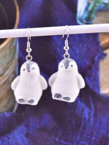 1 Pair Cute Plush Animal Penguin, Polar Bear, Sea Lion Dangle Earrings, Party Jewelry Decoration