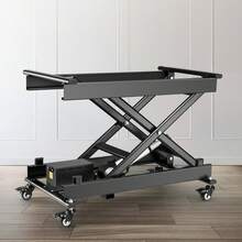 Mesa elevadora eléctrica , mesa elevadora de tijera simple con capacidad de 150 kg, plataforma de elevación de 20 a 71 cm de altura ajustable, mesa elevadora de centro con 4 ruedas, para manipulación y transporte de materiales, color negro - Negro - Ver 9