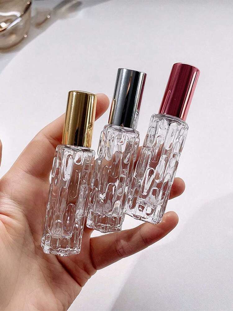 4pcs/6pcs Portable DIY Cosmetic Storage Bottles, 10ml Elegant Refillable Transparent Travel Perfume Bottles - Artistic Bottle Caps, Ideal For Toner Storage, Enjoy Beauty Care Anytime Anywhere, Perfect Travel Accessory - Multicolor - View 5