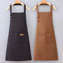 1pc Apron, Household Waterproof And Oil-Proof Apron, Adjustable Bib Apron, Kitchen Cooking Aprons - متعدد الألوان - مشاهدة 5