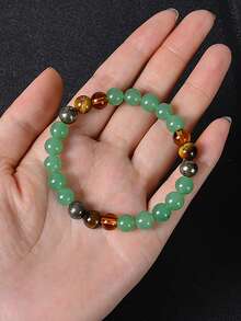 YAUKIA 1pc Lucky Bracelet Green Aventurine, Yellow Tiger's Eye, Pyrite Beaded Bracelet Yoga Meditation Spiritual Healing Jewelry Gift For Women