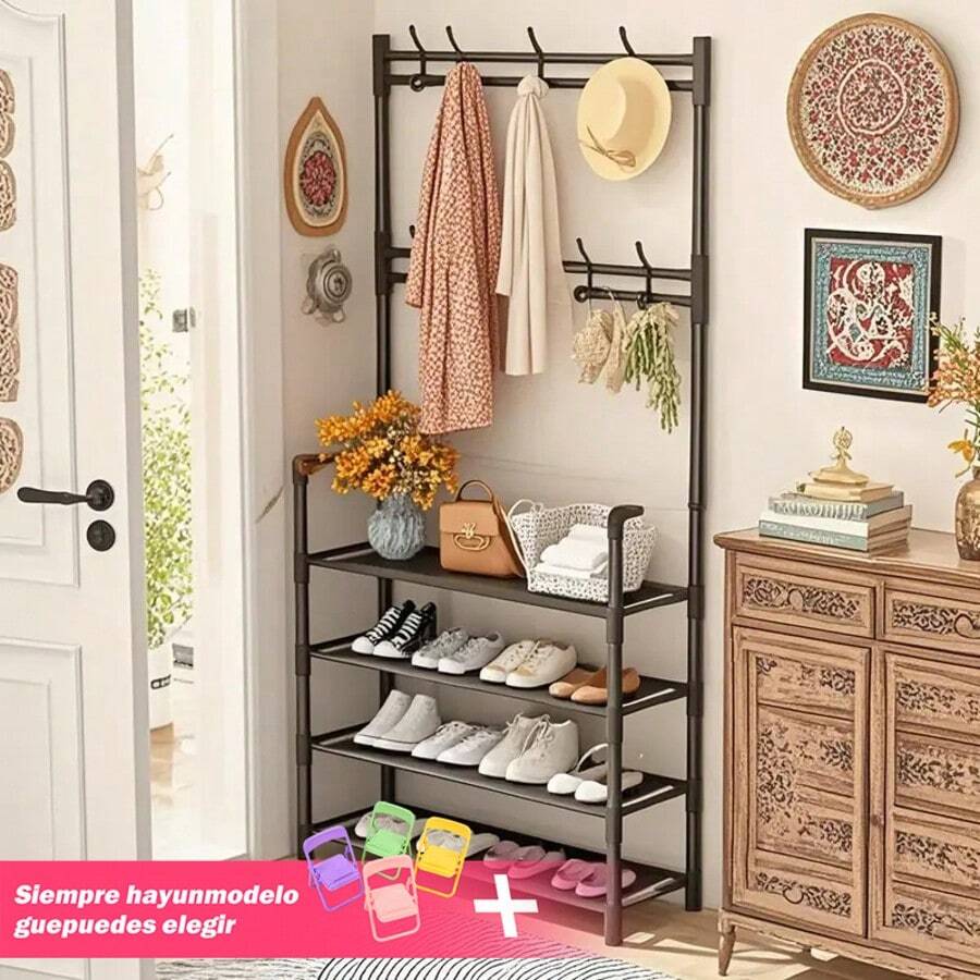 LÈRFM 3-In-1 Clothes Shoe Storage Rack, Layered Storage, Removable Storage Rack, Easy To Assemble, Convenient And Convenient,Christmas - Black - View 1
