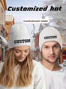 Mũ tùy chỉnh, Mũ len co giãn unisex, Mũ len cá nhân hóa với chữ/tên tùy chỉnh - Mũ mùa đông thoáng khí, Mũ len màu trơn, Mũ thường ngày, Mũ mùa đông nữ, Mũ dễ thương, Phụ kiện thời trang, Kiểu đôi với chữ tùy chỉnh - Nhiều màu - Xem 3
