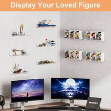 12 Pack Acrylic Shelves Wall Organizer And Storage, 15 Inch Display Shelf Figure, Perfume, Bookshelf Bedroom, Nursery, Room, - 16+ 清晰 - 查看 5