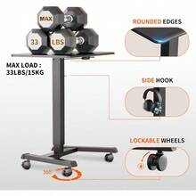 Mobile Standing Desk Pneumatic Adjustable Height 25.6 X 17.7 Inch Mobile Desk Adjustable Height On Wheels Sit Stand Up Desk Home Office Computer Desk Black + Single - Black - View 3