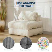 Folding Sofa Bed, Convertible Sleeper Chair With Pillow Foldable Matress With Back Support, Portable Fold Out Chair Bed Comfy Floor Sofa Lounge For Living Room Bedroom - 米色 - 查看 7