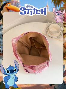Disney 1个官方授权史迪奇图案手提袋，卡通印花休闲购物袋，可调节肩带，轻便手提包，适合女性/女孩/学生 - 秋冬季外出、购物的理想之选 - 彩色 - 查看 6