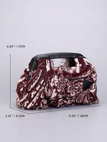 Nuovi borsette a manico tondo con frange e motivo artistico in bordeaux per donna, design originale in stile rock hippie, borsa versatile per pendolarismo, borsa hot girl Y2K. Perfetta per look Harajuku hot girl, pendolarismo, stile di strada, feste, look quotidiani